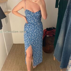 Reformation Blue Floral Midi Dress